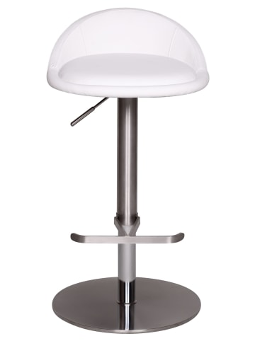 KADIMA DESIGN Barhocker DONAU | Höhenverstellbar, Edelstahl, Rückenlehne, 110kg in Weiß