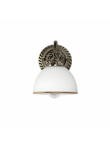 Licht-Erlebnisse Wandlampe (B)16 x (H)20 cm in Messing Weiß