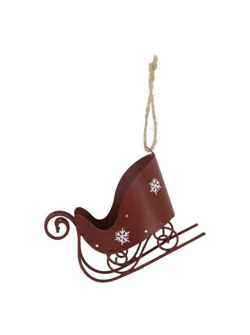 Chic Antique Vintage SCHLITTEN Rot mit Schneeflocken 12x8 cm