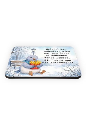 Mr. & Mrs. Panda Magnet Taube Winter Pommes Design mit Spruch in Weiß