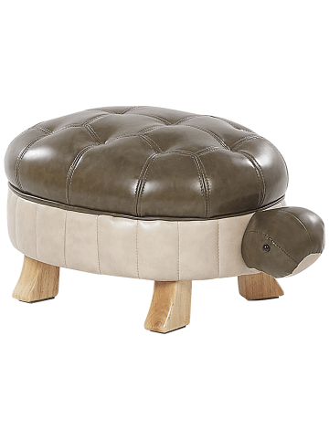 Beliani Tierhocker TURTLE in Grün/Heller Holzfarbton/Beige