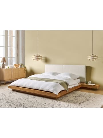 Beliani Doppelbett ZEN in Braun/Weiß - (W) 308 x (H) 86 x (L) 229 cm