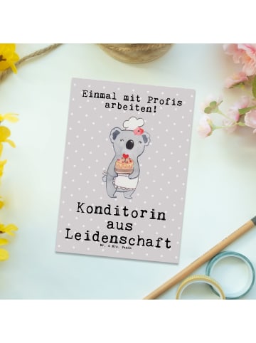 Mr. & Mrs. Panda Grußkarte Konditorin Leidenschaft mit Spruch in Grau Pastell