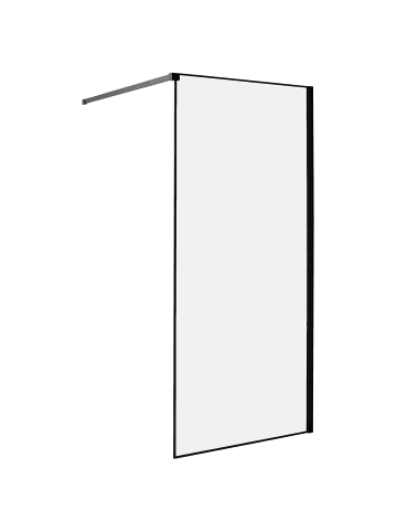 Beliani Duschwand WASPAM in Transparent/Schwarz - (W) 90 x (H) 190 x (L) 90 cm