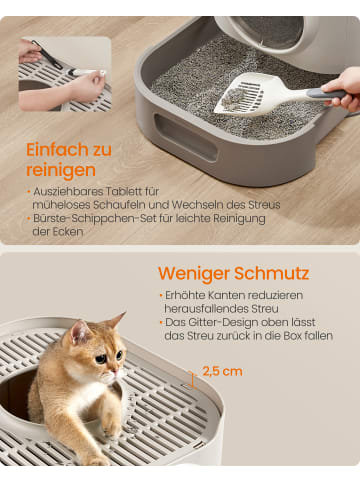 Feandrea Katzenklo Boxal in Haferflockenfarben-Grau - (B)42.8 x (H)40 x (T)54 cm