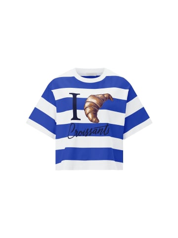 Rich & Royal Boxy Striped Shirt Croissant in Royal Blue