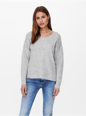 ONLY Warmer Strickpullover Stretch V-Ausschnitt Sweater ONLCAMILLA in Grau