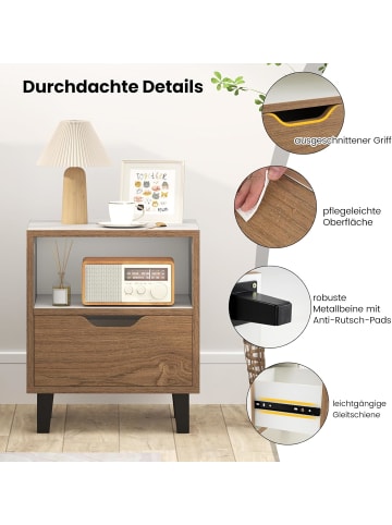 COSTWAY Nachttisch 2er Set 37 x 33 x 44 cm in Hellbraun