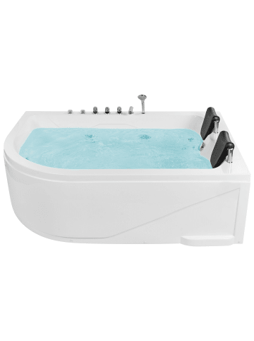 Beliani Eckbadewannen CALAMA in Weiß/Schwarz/Silber - (W) 120 x (H) 70 x (L) 180 cm