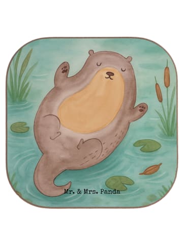 Mr. & Mrs. Panda Tassenuntersetzer Otter Umarmen Design ohne Spruch in Weiß
