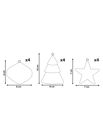 Beliani 12er-Set Weihnachtsbaumkugeln GIDEALVEN in Rot/Weiß