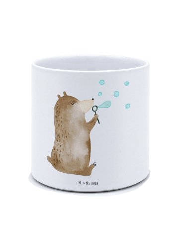 Mr. & Mrs. Panda Blumenkübel Bär Seifenblasen ohne Spruch in Weiß