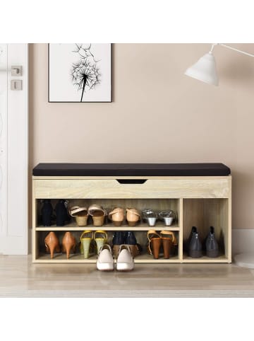 COSTWAY Schuhbank mit Sitzfläche in Hellbraun