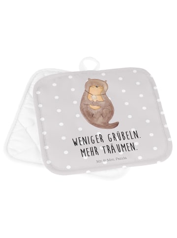 Mr. & Mrs. Panda Topfuntersetzer Otter Muschel mit Spruch in Grau Pastell