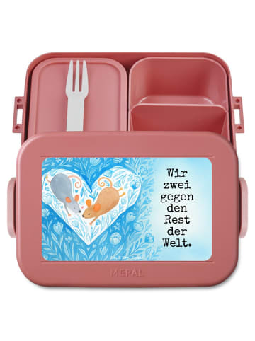 Mr. & Mrs. Panda Lunchbox Mäuse Herz Design mit Spruch in Rot Pastell