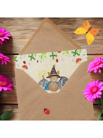 Mr. & Mrs. Panda Grußkarte Fledermaus Zauberer mit Spruch in Naturpapier