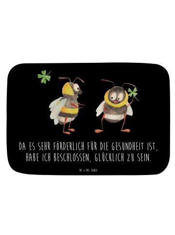 Mr. & Mrs. Panda Badezimmerteppich Hummeln Kleeblatt mit Spruch in Schwarz