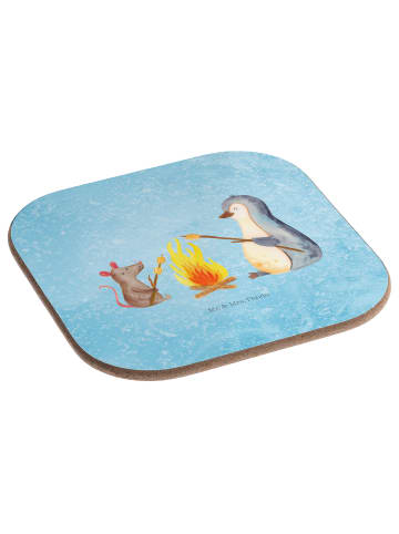 Mr. & Mrs. Panda Untersetzer Pinguin Lagerfeuer ohne Spruch in Eisblau