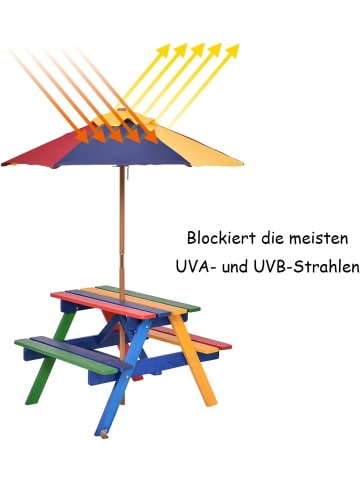 COSTWAY Sitzgruppe mit Sonnenschirm in Bunt