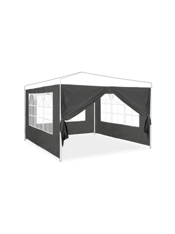 relaxdays 4x Pavillon Seitenwand in Grau - (B)300 x (H)200 cm