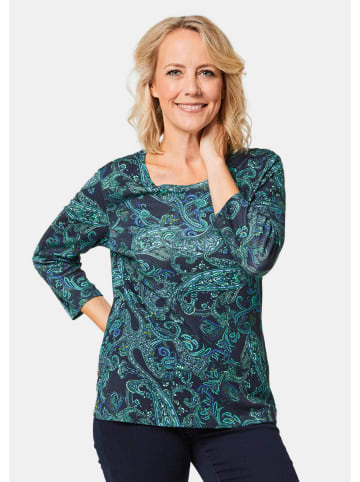 GOLDNER Modernes Jersey-Shirt, Paisley-Muster in marine / petrol / gemustert