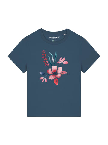 wat? Apparel T-Shirt Blume in Wasserfarbe 01 in Petrol