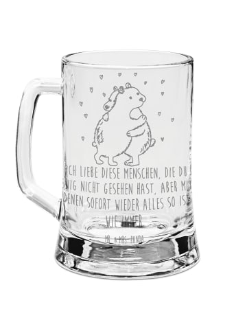 Mr. & Mrs. Panda Gravur Bierkrug Eisbär Umarmen mit Spruch in Transparent