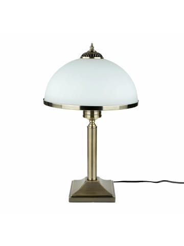 Licht-Erlebnisse Tischlampe Ø 30 x (H)50 cm in Messing Antik Weiß