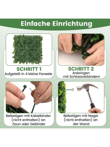 COSTWAY 12 Stück Künstliche Hecke Pflanzenwand in Grün