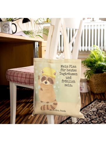 Mr. & Mrs. Panda Shopper Waschbär Design mit Spruch in Weiß