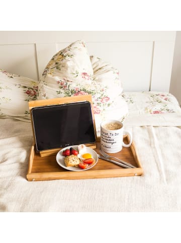 relaxdays 4 x Betttablett in Natur - (B)60 x (H)23 x (T)30 cm