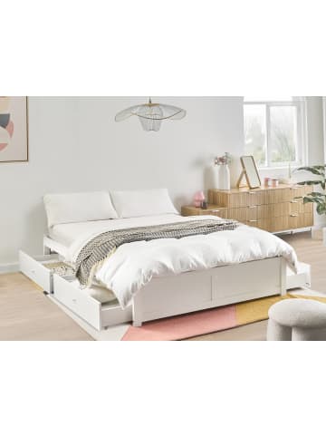 Beliani Doppelbett BRUX in Weiß - (W) 206 x (H) 35 x (L) 166 cm