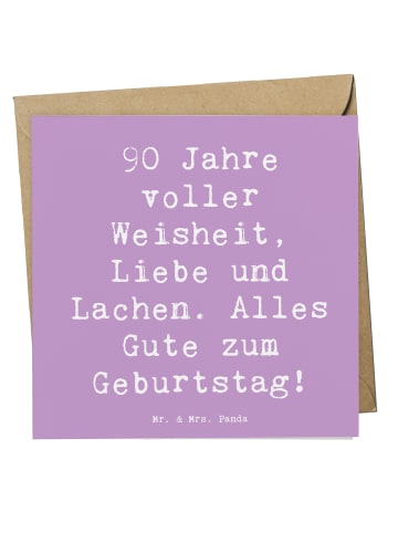 Mr. & Mrs. Panda Gutscheinkarte Spruch 90. Geburtstag mit Spruch in Lavendeltraum