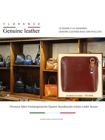 Florence Leder Umhängetasche, Schultertasche Florence Tasche braun, dunkelbraun ca. 17cm
