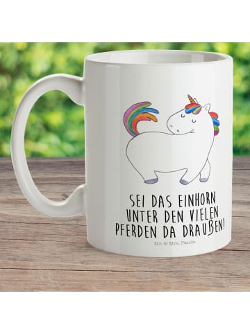 Mr. & Mrs. Panda Plastikbecher Einhorn Stolzieren mit Spruch in Weiß