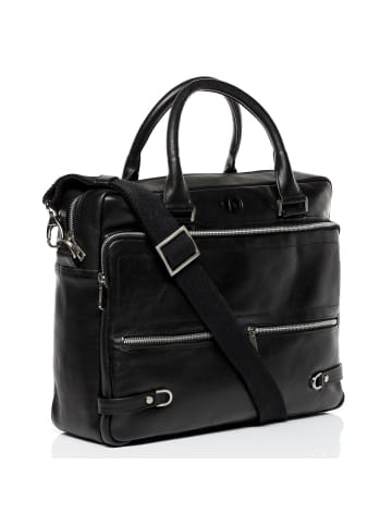 FERGÉ Leder-Laptoptasche 15" echt Leder Aktentasche 15 Zoll Laptop Fach schwarz in schwarz