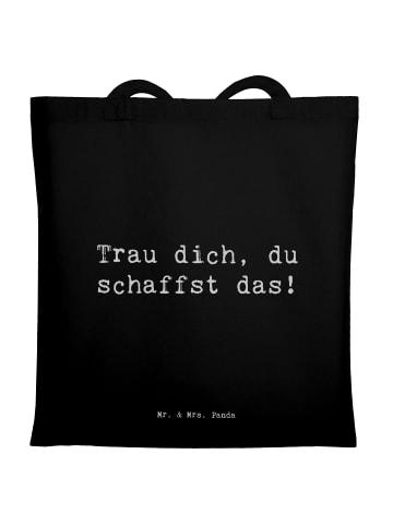 Mr. & Mrs. Panda Shopping Bag Spruch Angst überwinden mit Spruch in Schwarz