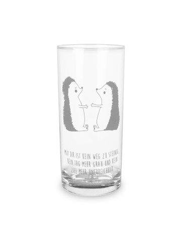 Mr. & Mrs. Panda Wasserglas Igel Liebe mit Spruch in Transparent