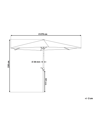 Beliani Marktschirm VARESE in Grau - (W) 270 x (H) 230 x (L) 270 cm