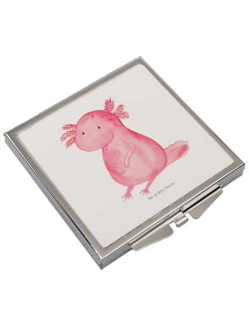 Mr. & Mrs. Panda Handtaschenspiegel quadratisch Axolotl Niedlich... in Weiß