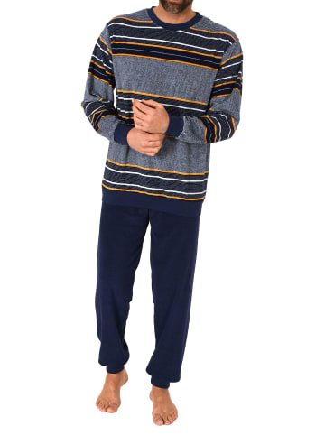 NORMANN Schlafanzug Bündchen Frottee Streifen - 80951 in gelb