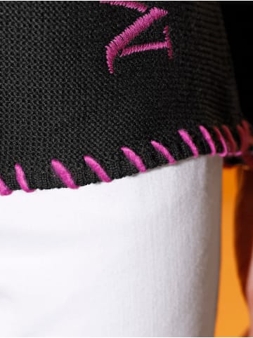 creation L Modal-Baumwoll-Pullover in schwarz-fuchsia