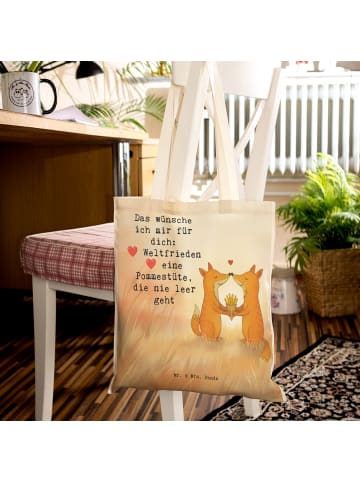 Mr. & Mrs. Panda Tote Bag Füchse Liebe Pommes Design mit Spruch in Weiß