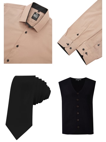 Rusty Neal Hemd mit Weste und Krawatte in Beige