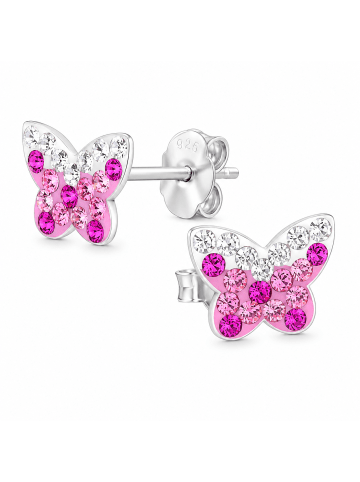 schmuck23 Ohrringe 925 Silber Schmetterling in Pink