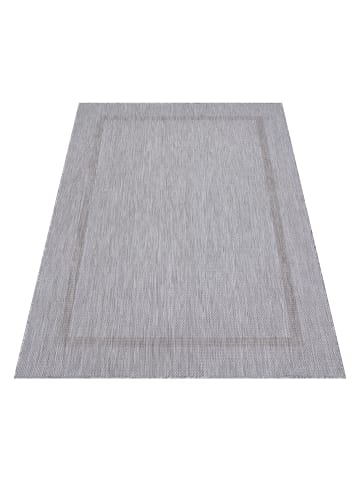 KADIMA DESIGN Teppich Outdoor Flachgewebe Uni-Design Polypropylen Balkon in Silber
