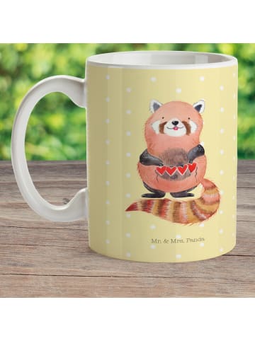 Mr. & Mrs. Panda Plastikbecher Roter Panda ohne Spruch in Gelb Pastell