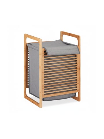 relaxdays Wäschekorb in Natur/Grau - (B)40 x (H)60 x (T)35 cm