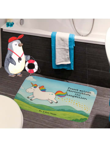 Mr. & Mrs. Panda Duschmatte Einhorn Happy Design mit Spruch in Weiß