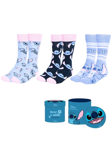 Lilo & Stitch 3er - Pack Socken Disney Lilo & Stitch Geschenkset Gr. 36-43 in Blau